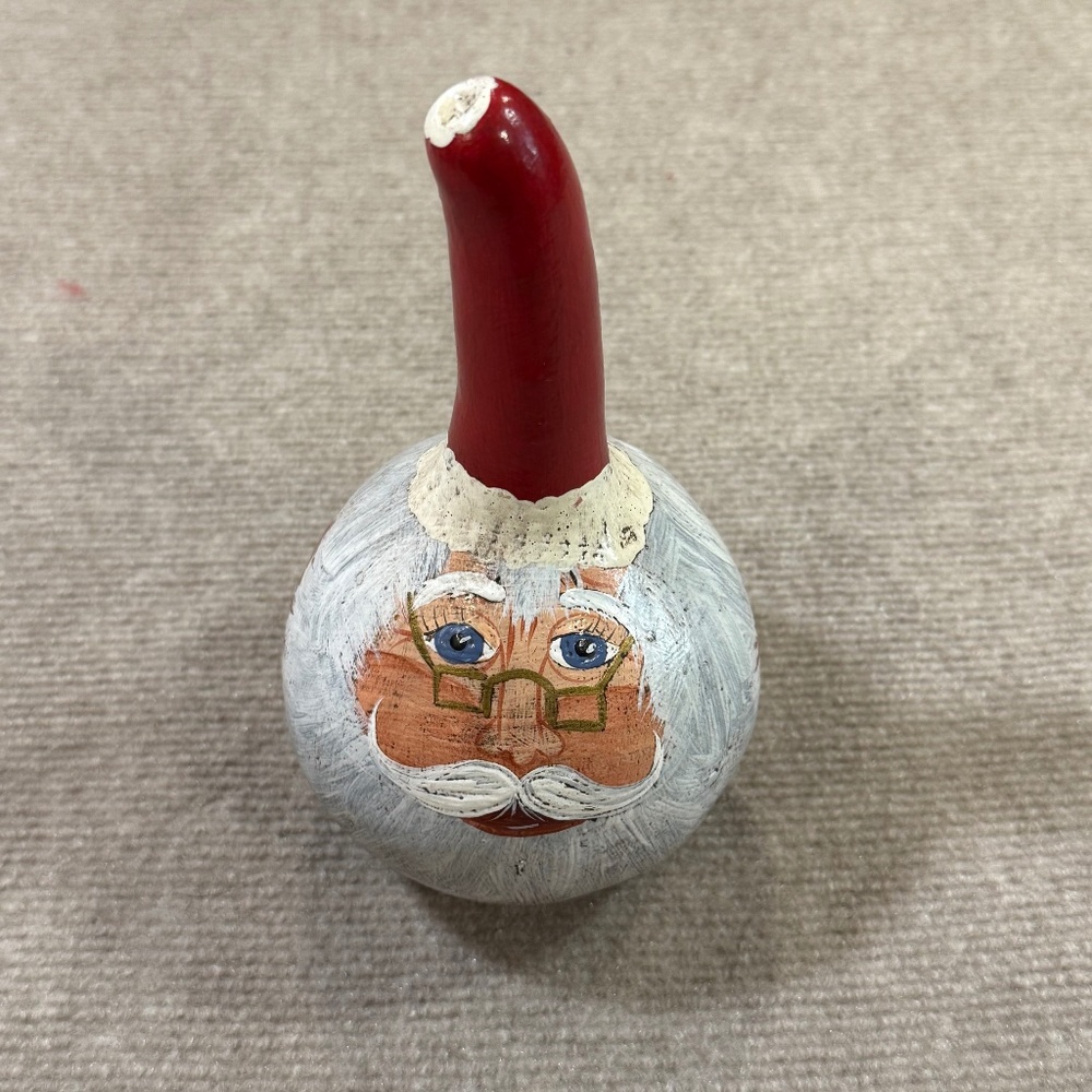 Santa Claus Gourd Hand Painted Christmas Folk Art Decor 8" Holiday Decor Vintage